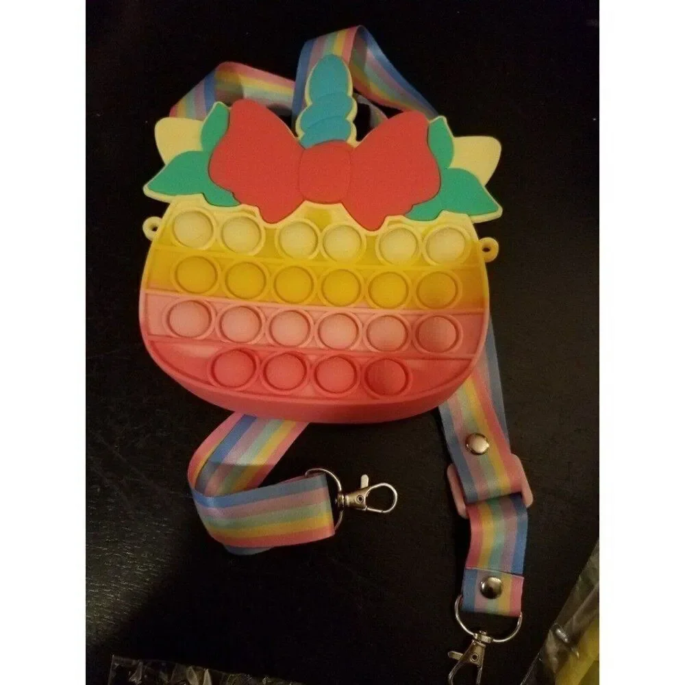 Fidget Toy Unicorn Purse Handbag Rainbow Strap Girls